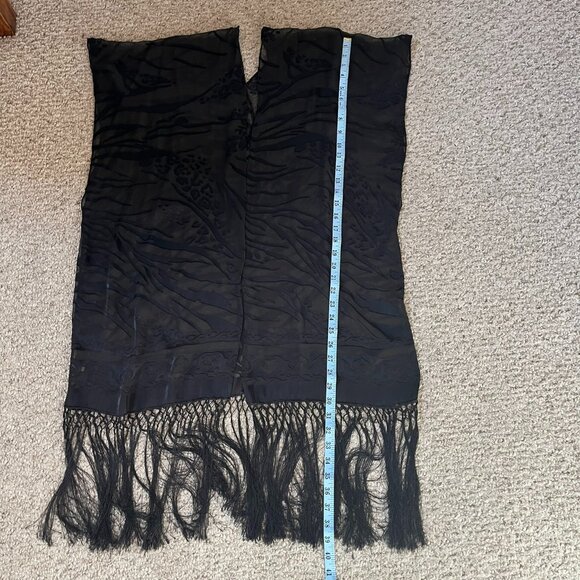 Black Velvet Burnout Kimono Wrap, One Size - Picture 8 of 12